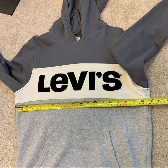 💥LEVI’S Gray logo drawstring pull over hoodie size small - Picture 10 of 12